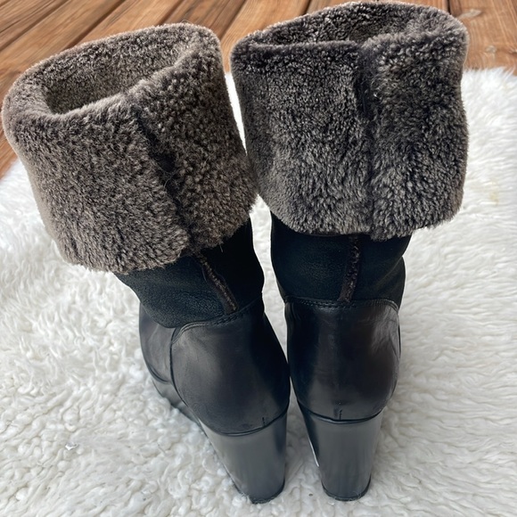 STUART WEITZMAN 'Snowy' Black Brown
Leather Shearling Wedge Boots Size 8 - Picture 8 of 12